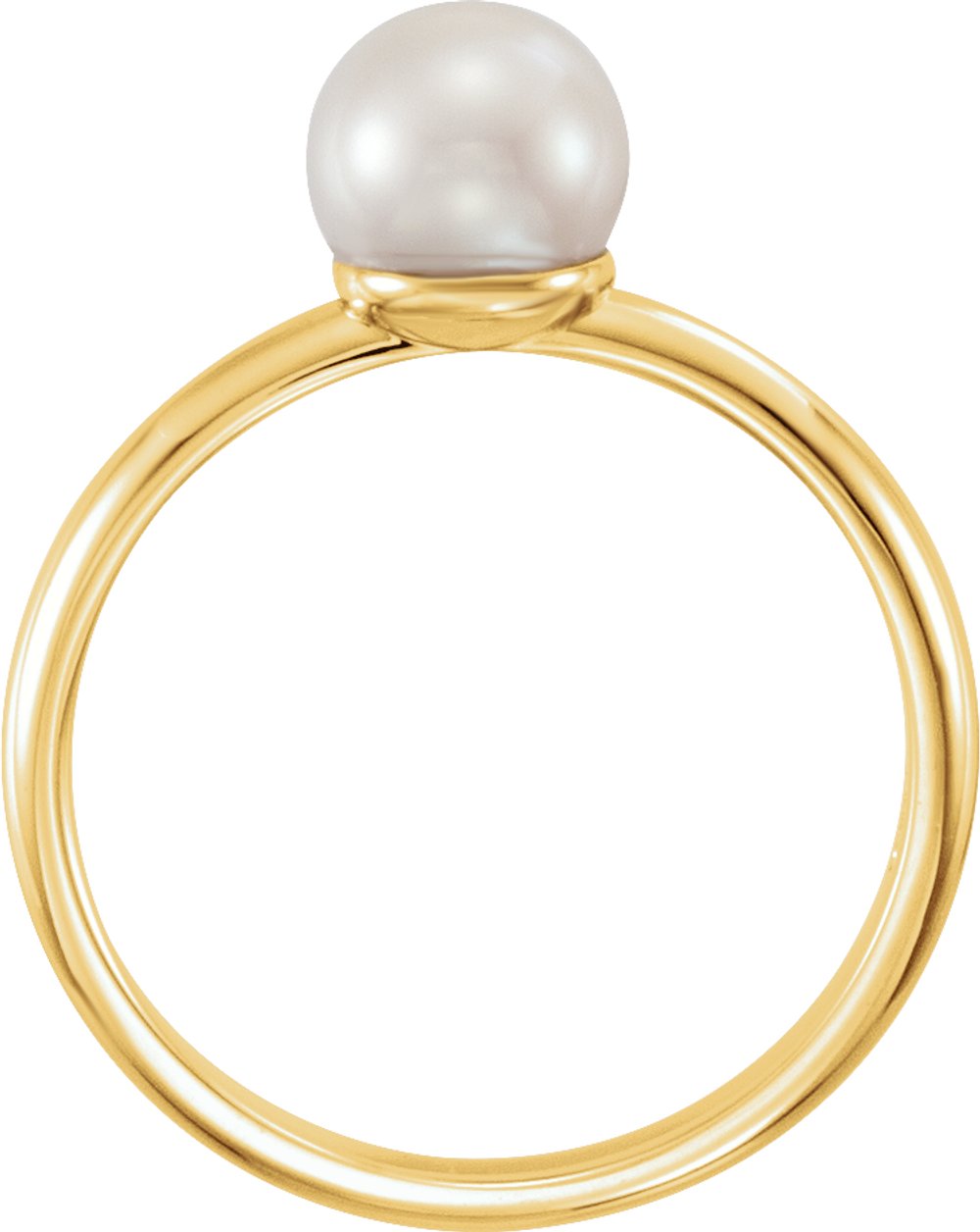 14K Yellow Gold 6.5-7 mm Cultured White Freshwater Pearl Ring