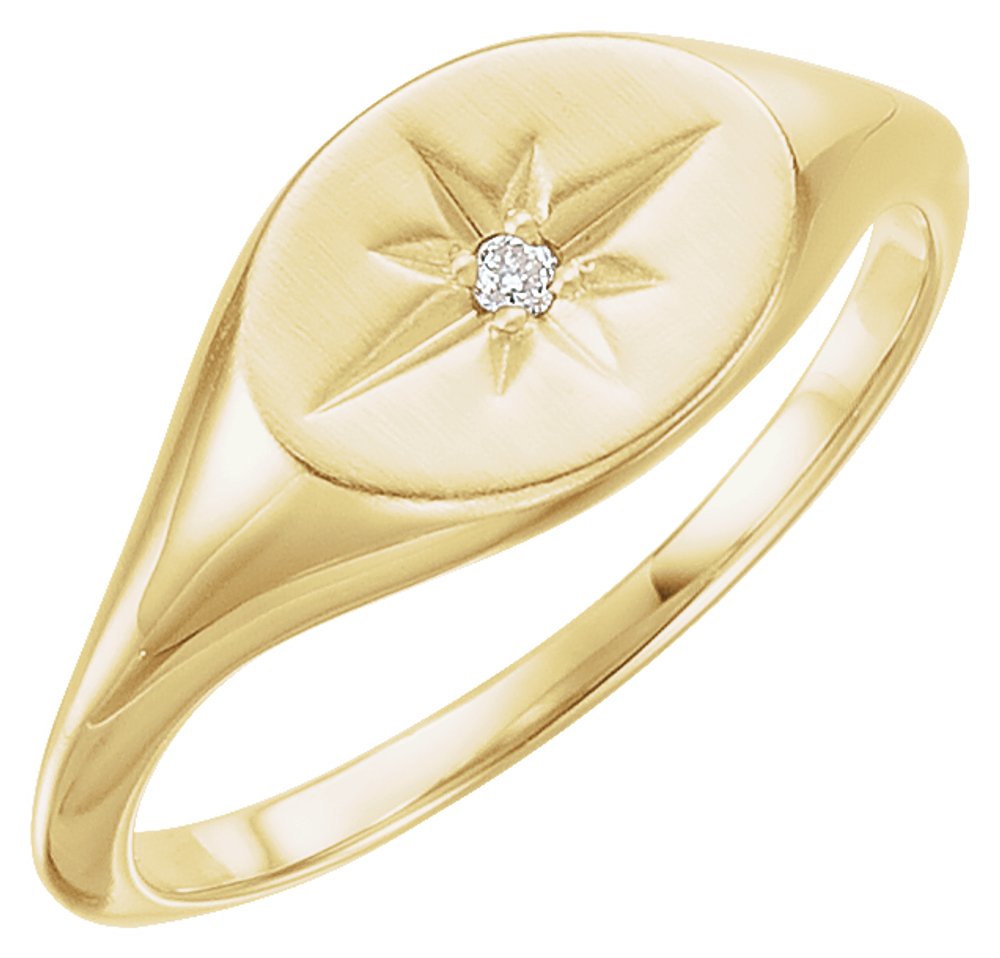 14K Yellow Gold .02 CT Natural Diamond Ring