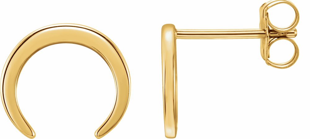 14K Yellow Crescent Earrings