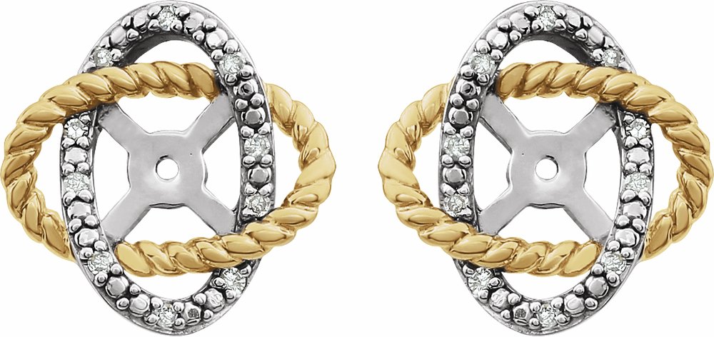 14K White/Yellow Gold-Plated .07 CTW Diamond Earring Jackets with 5.3mm ID