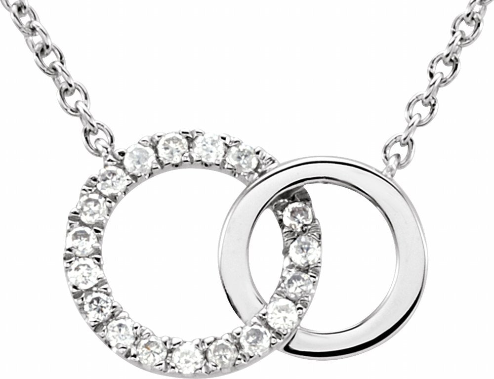 14K White Gold .06 CTW Natural Diamond Circle 18" Necklace