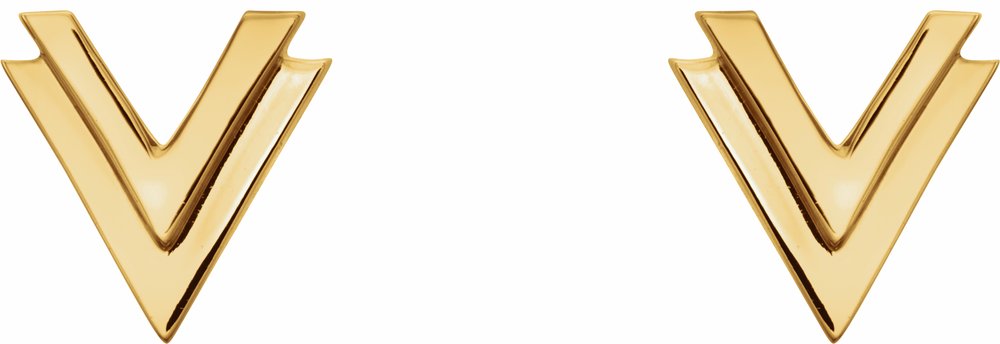 14K Yellow 8 mm Double V Earrings