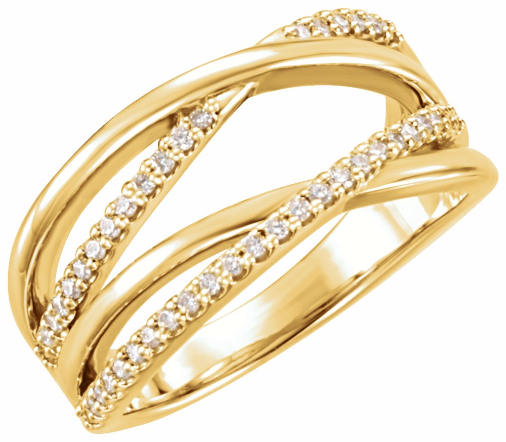 14K Yellow 1/5 CTW Natural Diamond Criss-Cross Ring