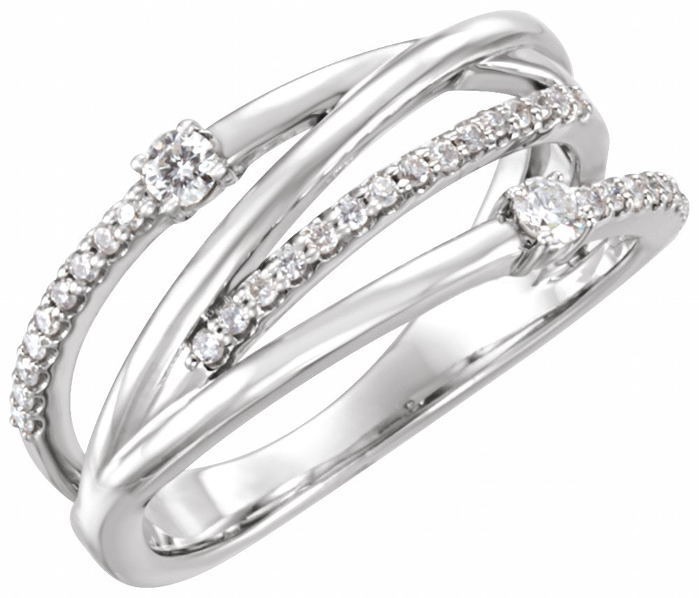 14K White Gold 1/4 CTW Natural Diamond Criss-Cross Ring