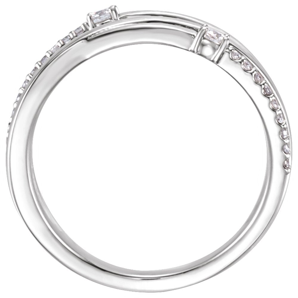 14K White Gold 1/4 CTW Natural Diamond Criss-Cross Ring