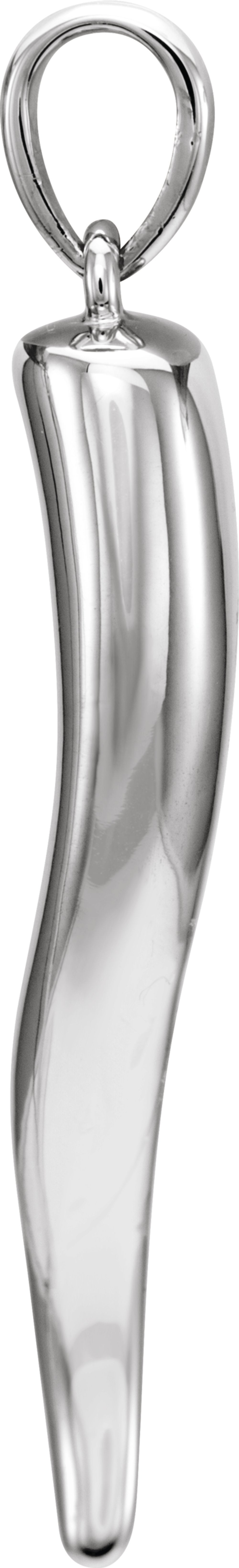 14K White Gold Italian Horn Pendant