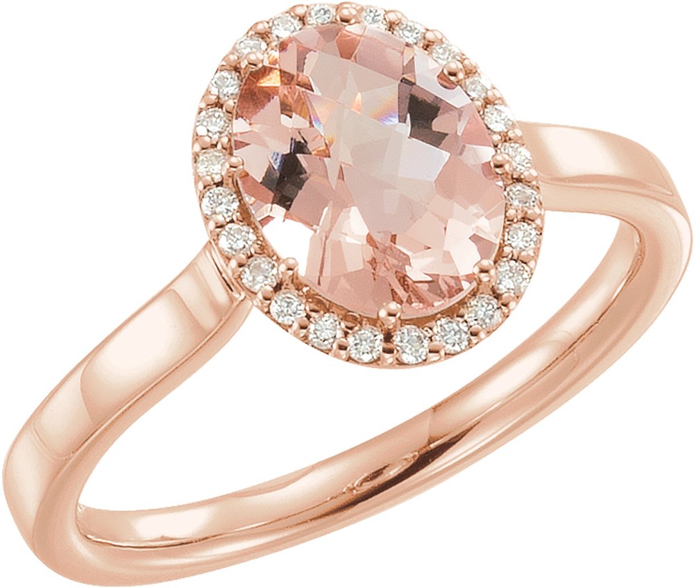 14K Rose Natural Pink Morganite & 1/8 CTW Natural Diamond Ring