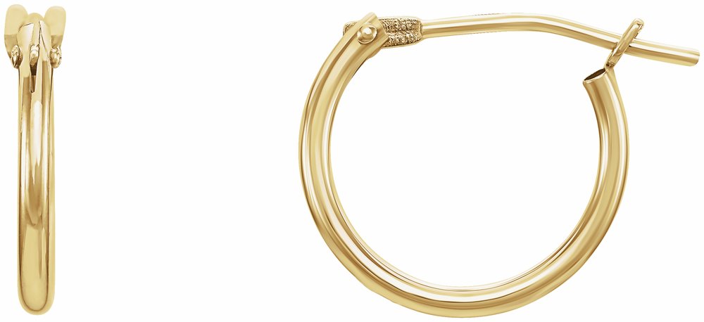 14K Yellow Gold Youth Hinged 12.5 mm Hoop Earrings