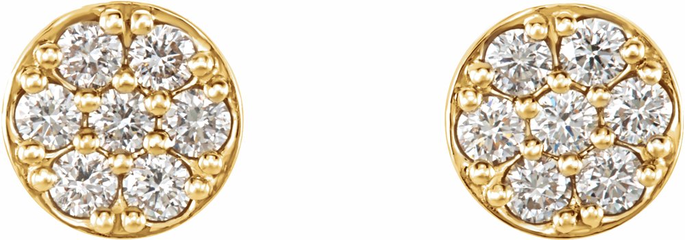 14K Yellow 3/8 CTW Natural Diamond Cluster Earrings