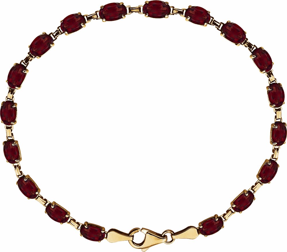 14K Yellow Gold Natural Mozambique Garnet 7 1/4" Bracelet