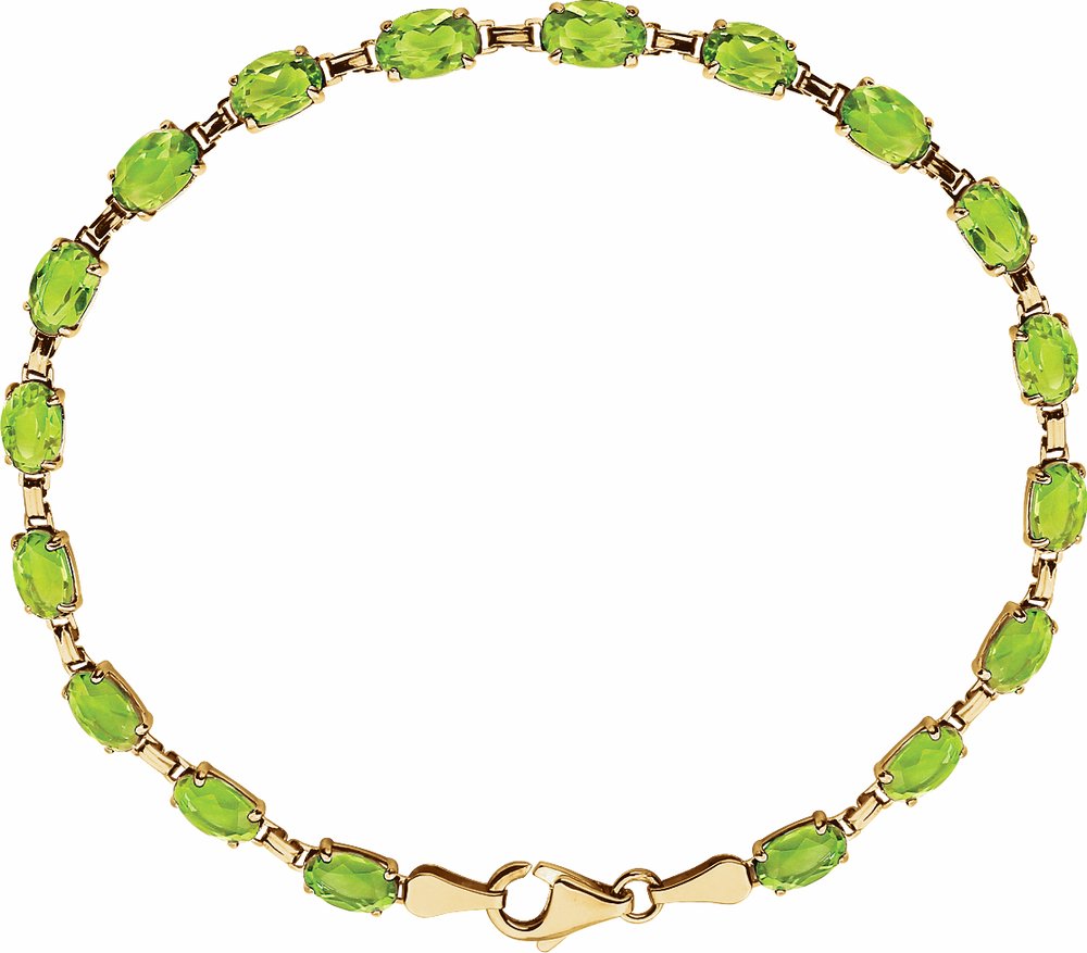 14K Yellow Gold Natural Peridot 7 1/4" Bracelet