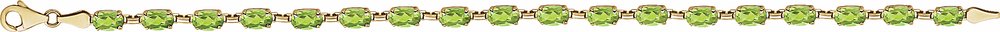 14K Yellow Gold Natural Peridot 7 1/4" Bracelet