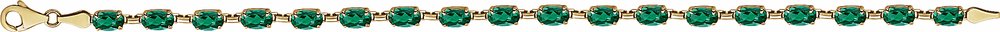 14K Yellow Gold Lab-Grown Emerald 7 1/4" Bracelet