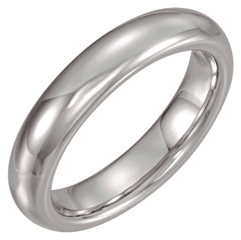 White Tungsten 4 mm Comfort-Fit Half Round Band Size 7.5