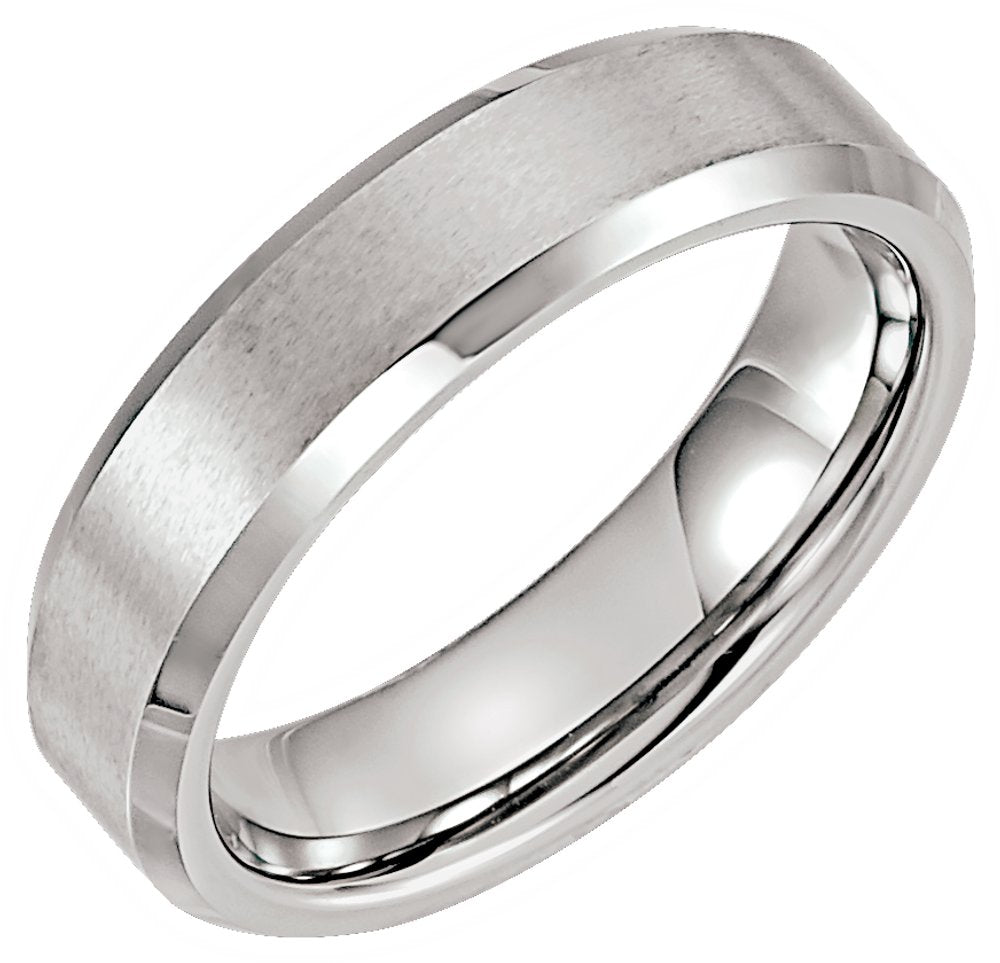 Tungsten 6 mm Beveled-Edge Inlay Band Size 8.5