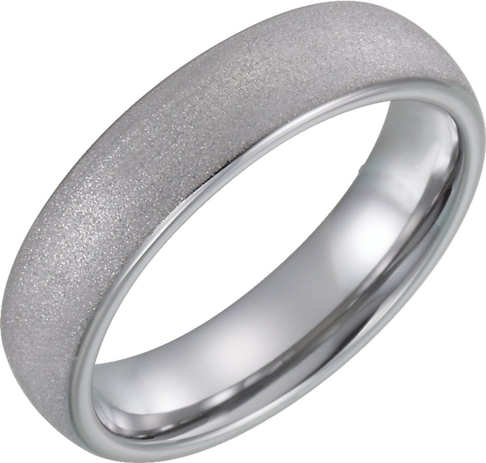 Tungsten 6 mm Rounded Edge Domed Sandblasted Band Size 7.5