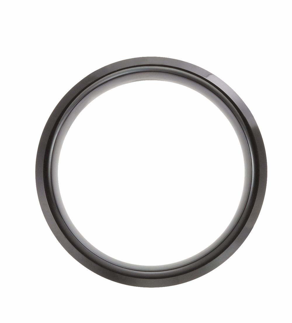 Black Immerse-Plated Tungsten 8 mm Beveled-Edge Inlay Comfort-Fit Band Size 7
