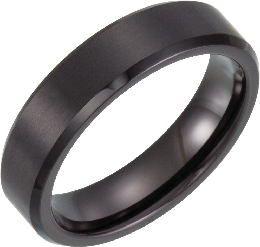 Black PVD Tungsten 6 mm Beveled-Edge Inlay Band Size 7.5