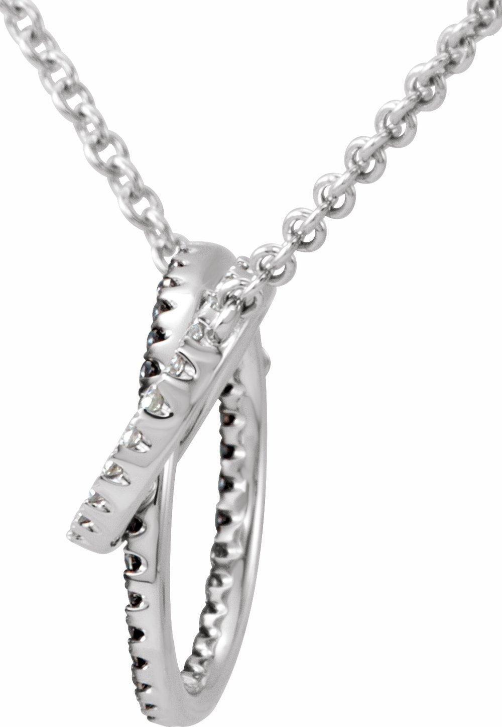 14K White Gold 1/3 CTW Natural Black & White Diamond Circle 18" Necklace