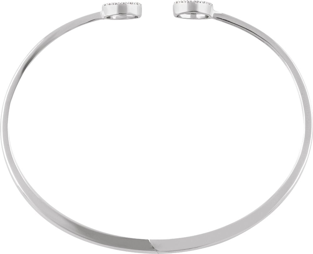 14K White Gold 1/6 CTW Natural Diamond Circle Hinged Cuff 7" Bracelet