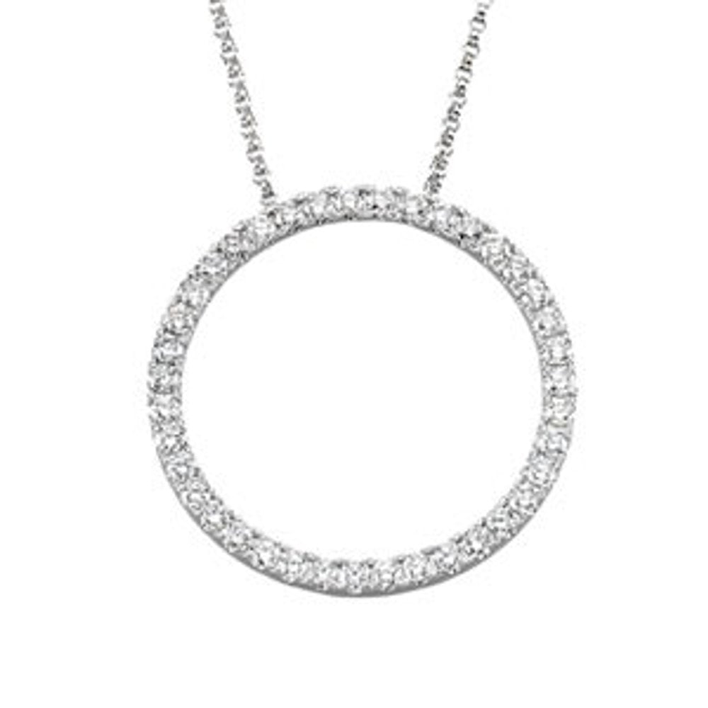 14K White Gold 1 CTW Natural Diamond Circle 18" Necklace