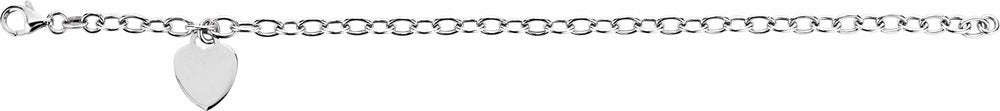 Sterling Silver Heart Charm 7.5" Bracelet