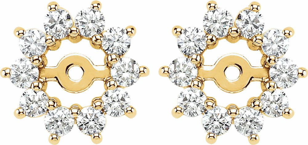 14K Yellow 5/8 CTW Diamond Earring Jackets with 3.7mm ID