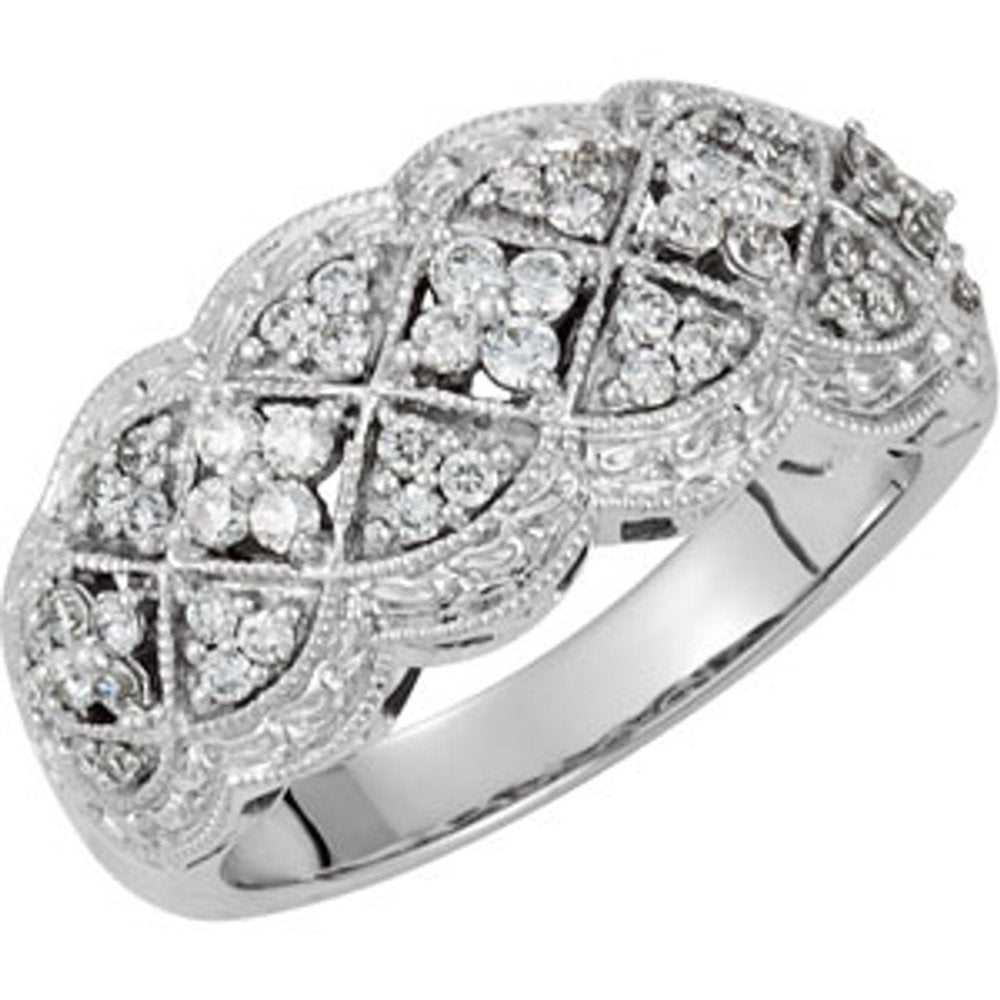 14K White Gold 1/2 CTW Natural Diamond Ring