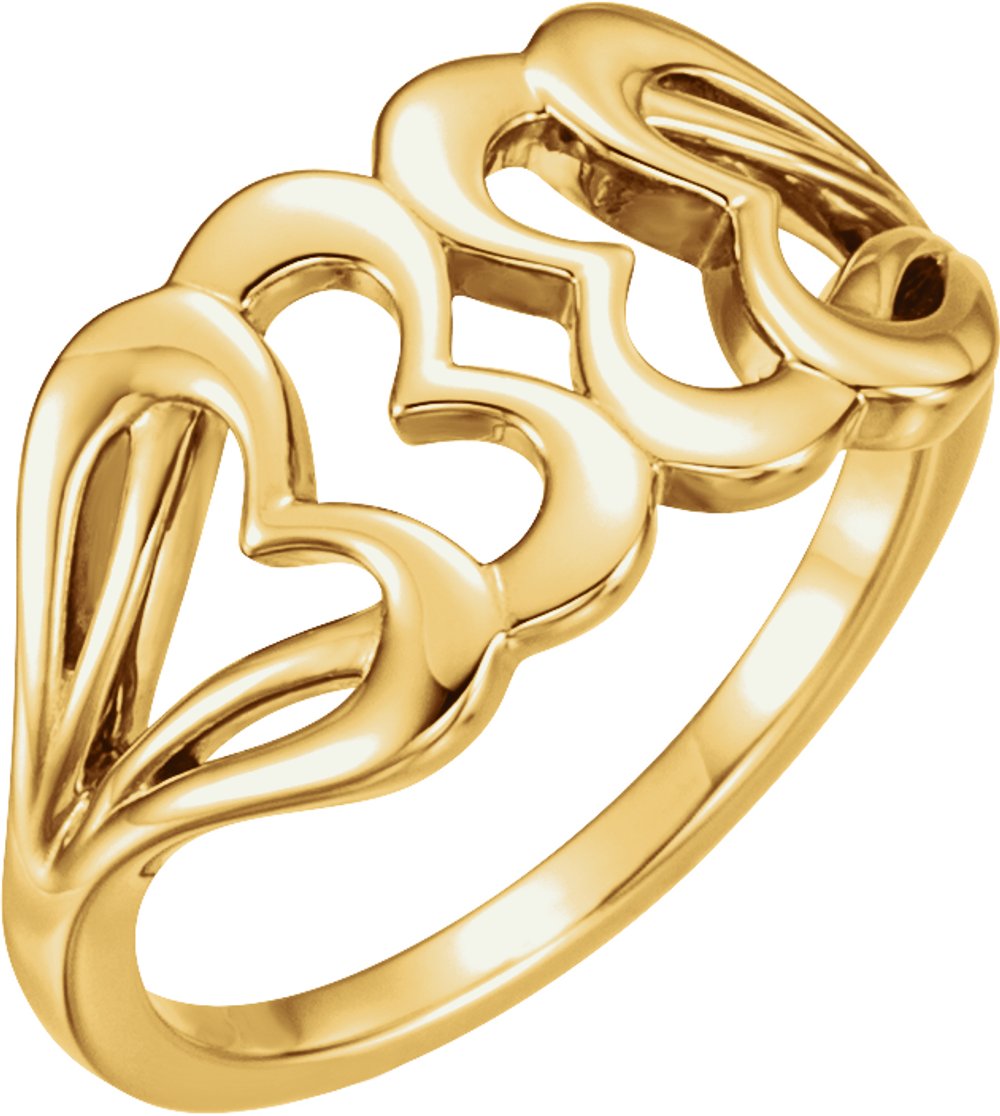 14K Yellow Gold Heart Ring