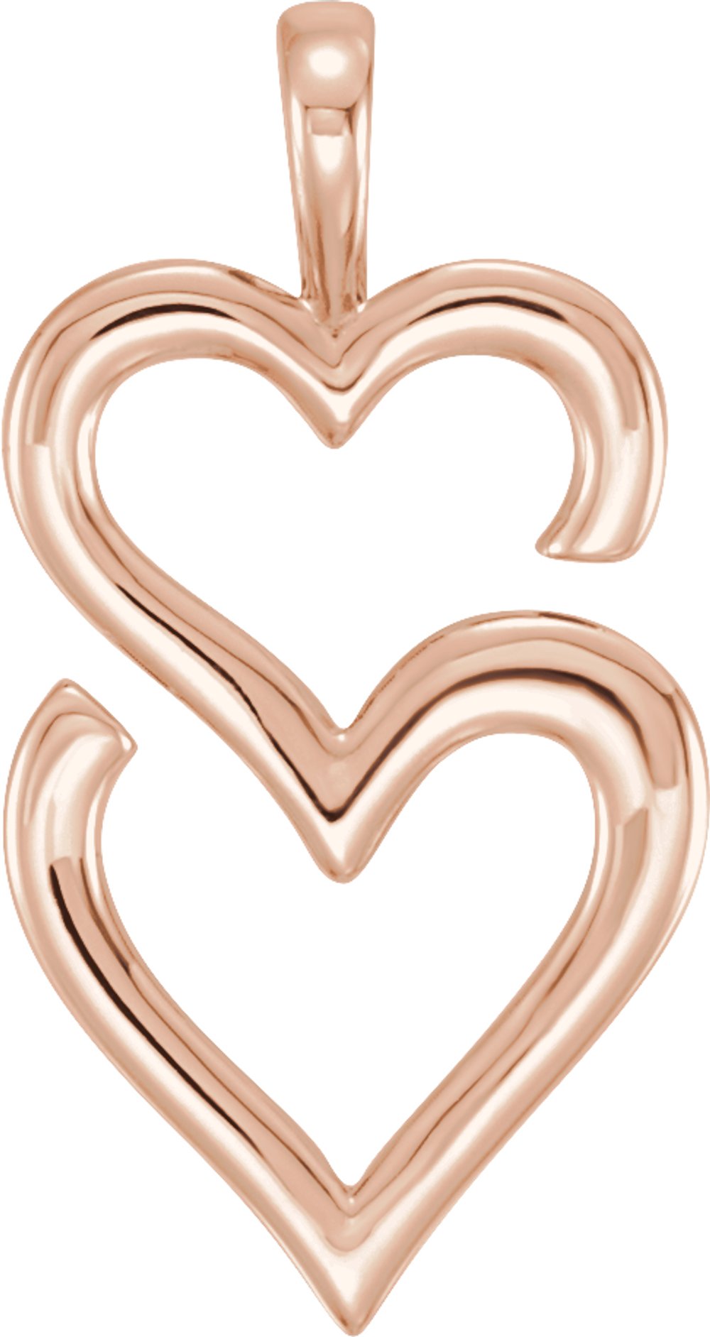14K Rose Double Heart Pendant