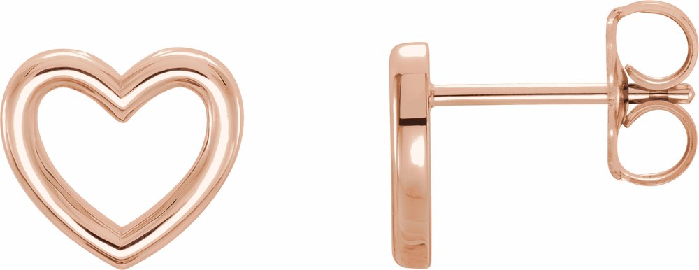 14K Rose Gold Heart Earrings