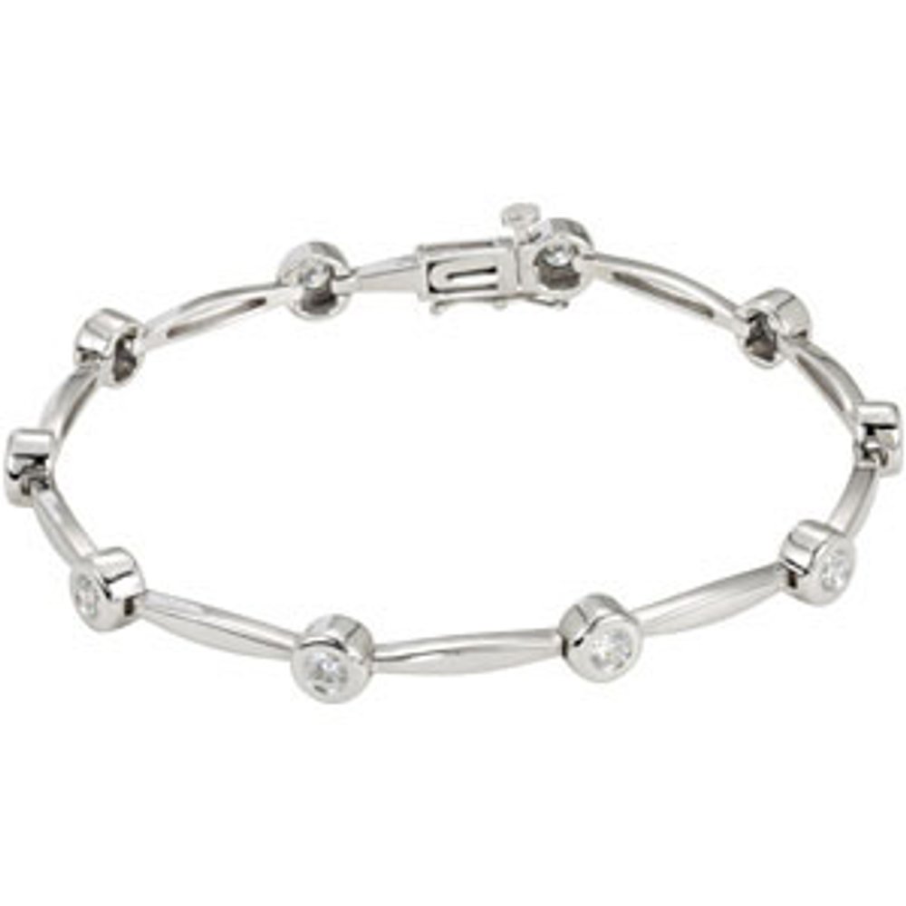 14K White Gold 1 CTW Natural Diamond Line 7 1/4" Bracelet