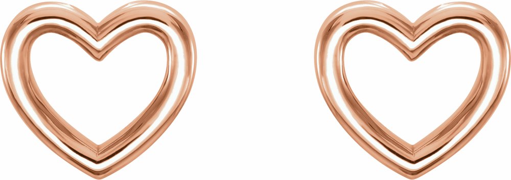 14K Rose Gold Heart Earrings