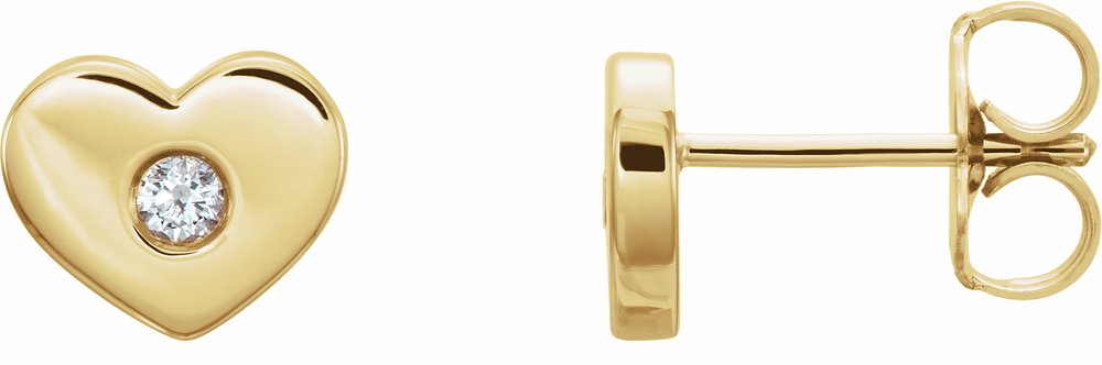 14K Yellow Gold .06 CTW Natural Diamond Heart Earrings