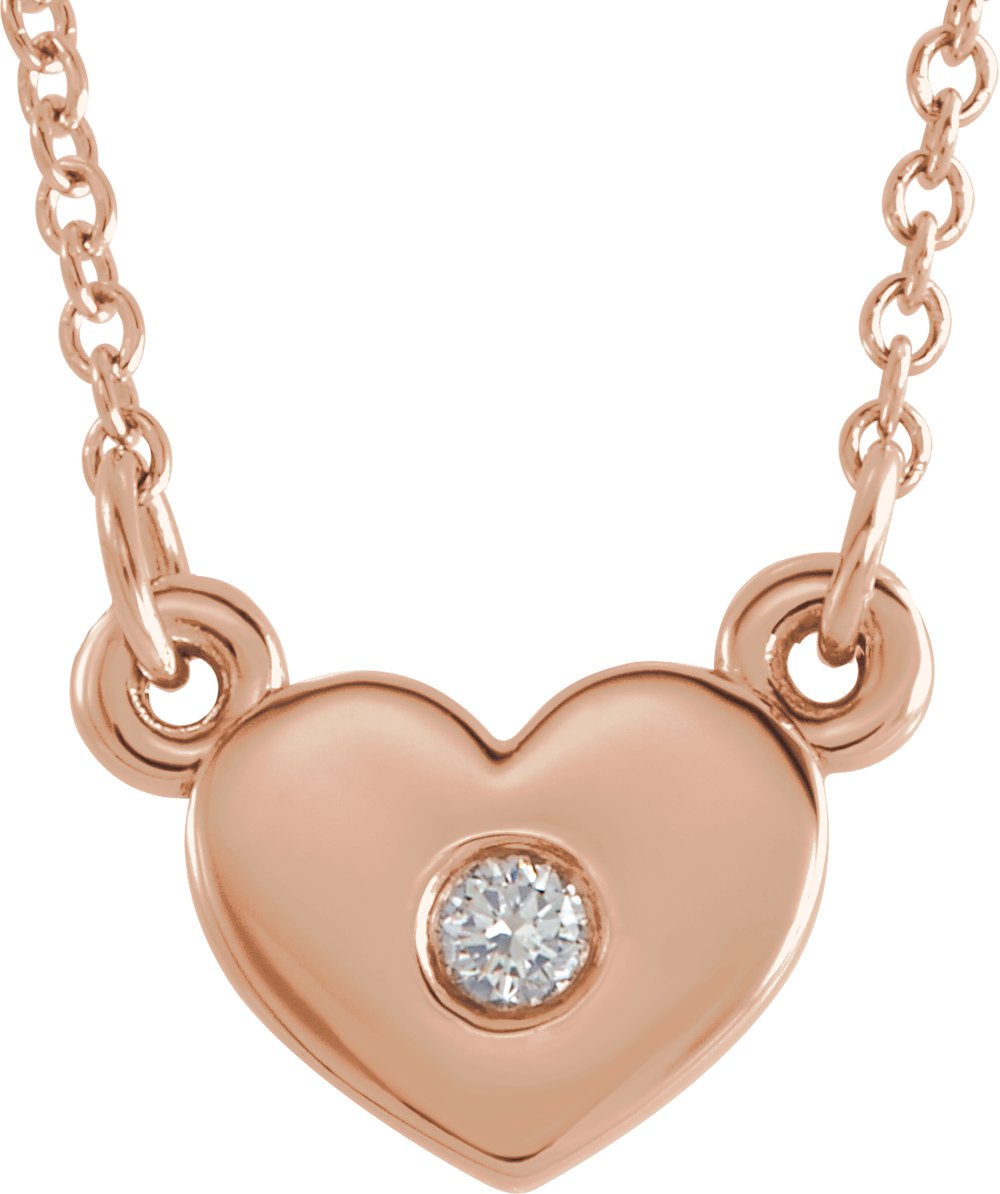 14K Rose Gold .03 CTW Natural Diamond Heart 16" Necklace