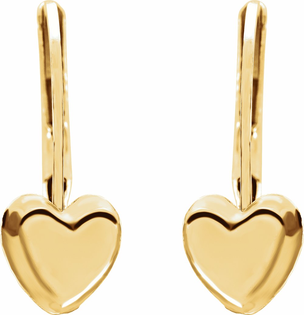 14K Yellow Heart Earrings