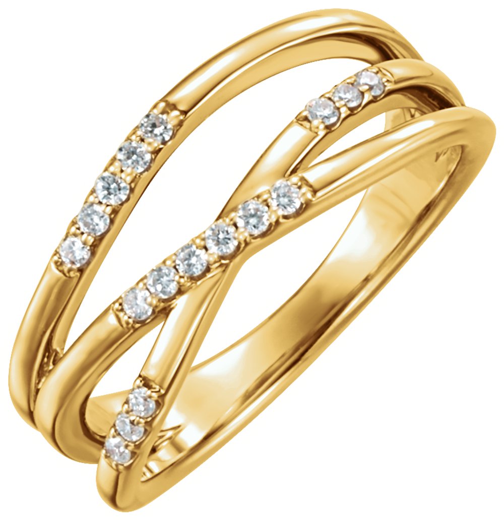 14K Yellow Gold 1/6 CTW Natural Diamond Criss-Cross Ring