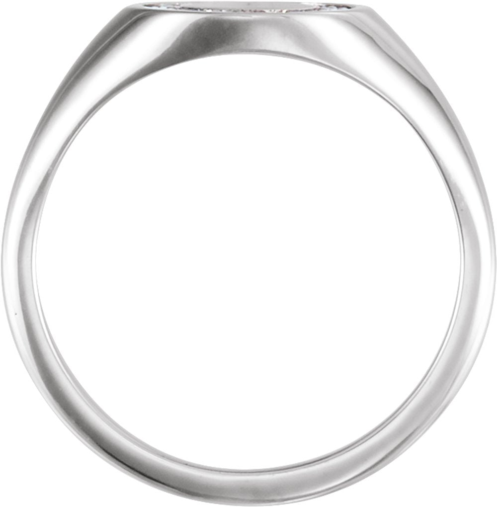 14K White 1/6 CTW Natural Diamond Halo-Style Signet Ring
