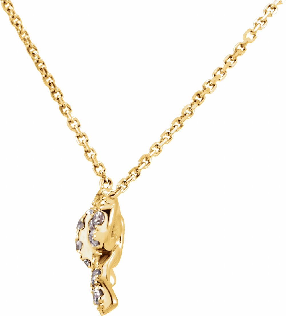 14K Yellow Gold 1/6 CTW Natural Diamond Bow 18" Necklace