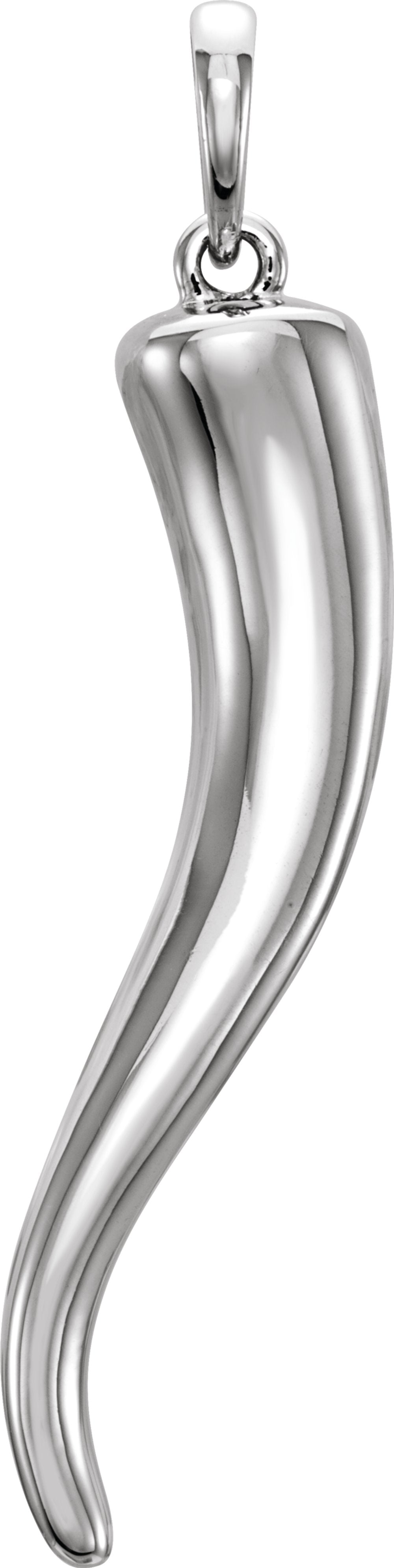 14K White Gold Italian Horn Pendant
