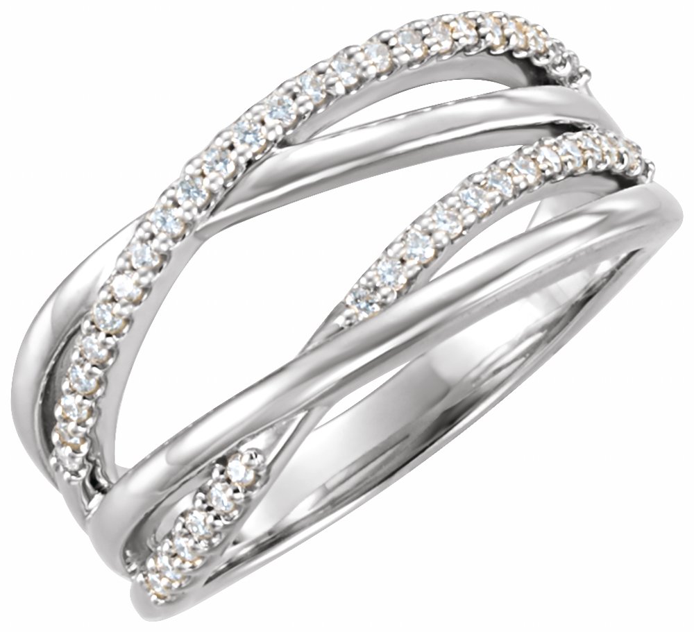 14K White Gold 1/5 CTW Natural Diamond Criss-Cross Ring