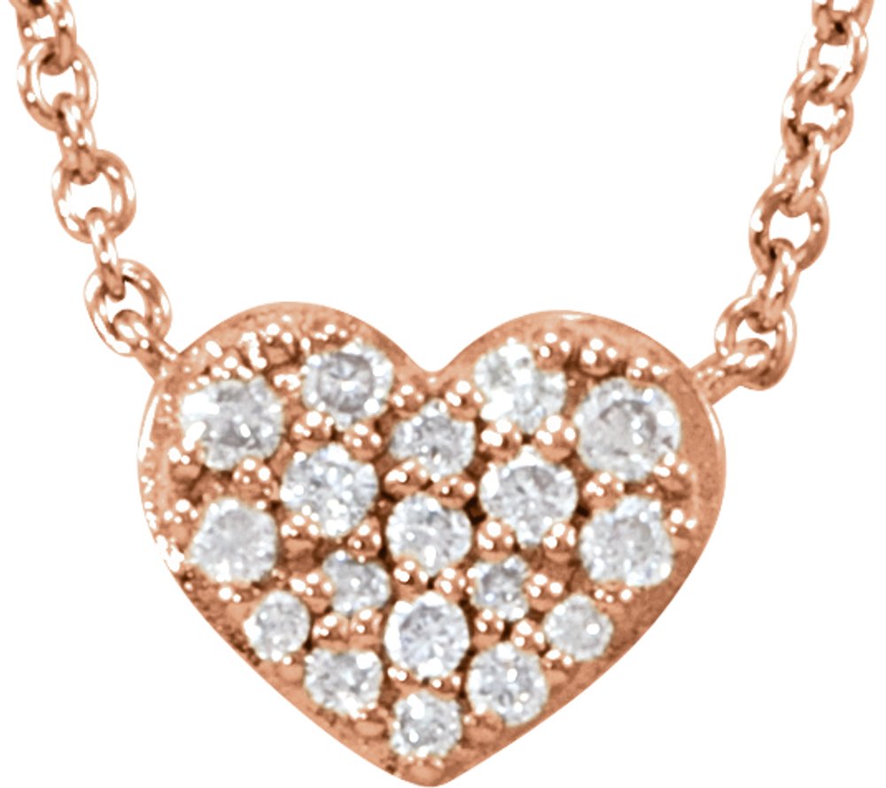 14K Rose Gold 1/10 CTW Natural Diamond Heart 18" Necklace