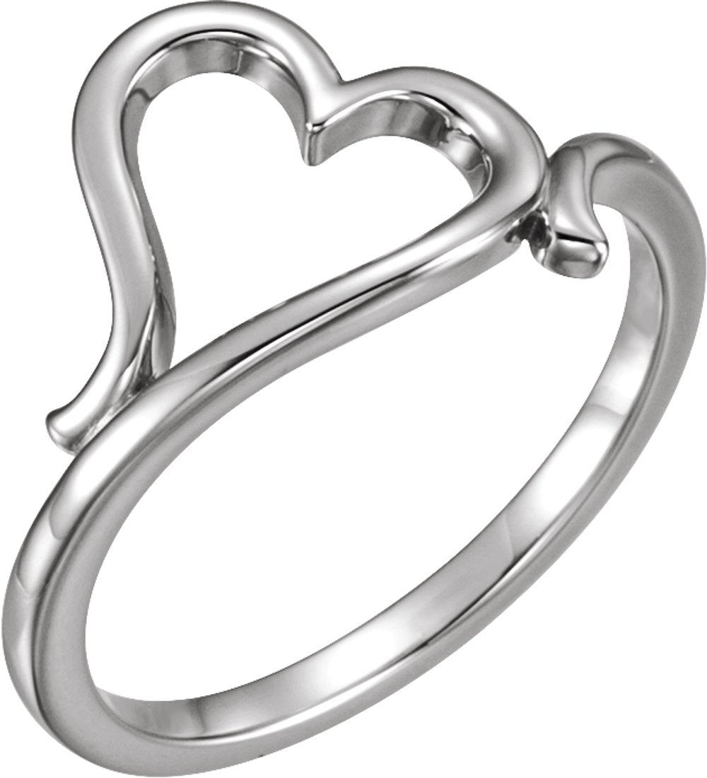 14K White Gold Heart Ring