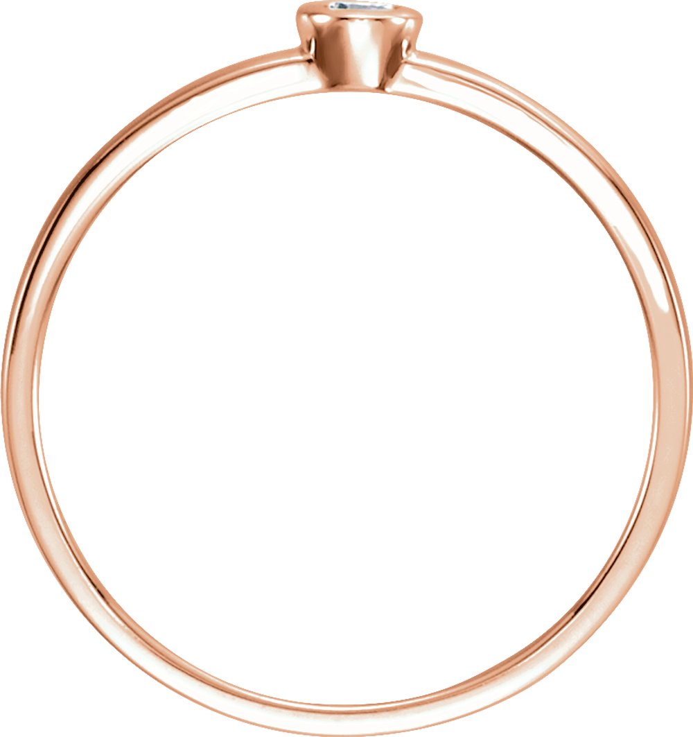 14K Rose .06 CT Natural Diamond Bezel-Set Ring