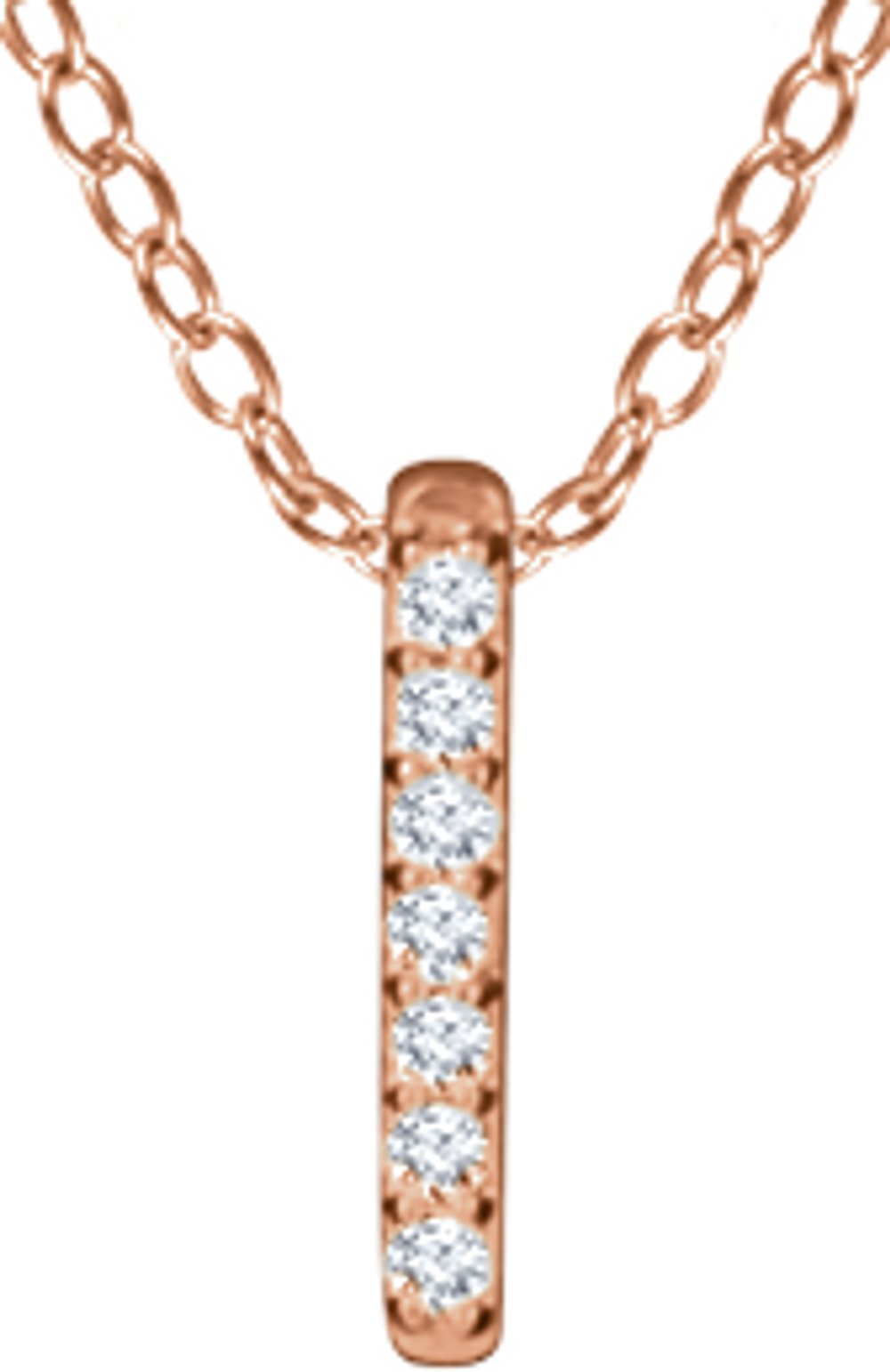 14K Rose Gold .05 CTW Natural Diamond Bar 16-18" Necklace