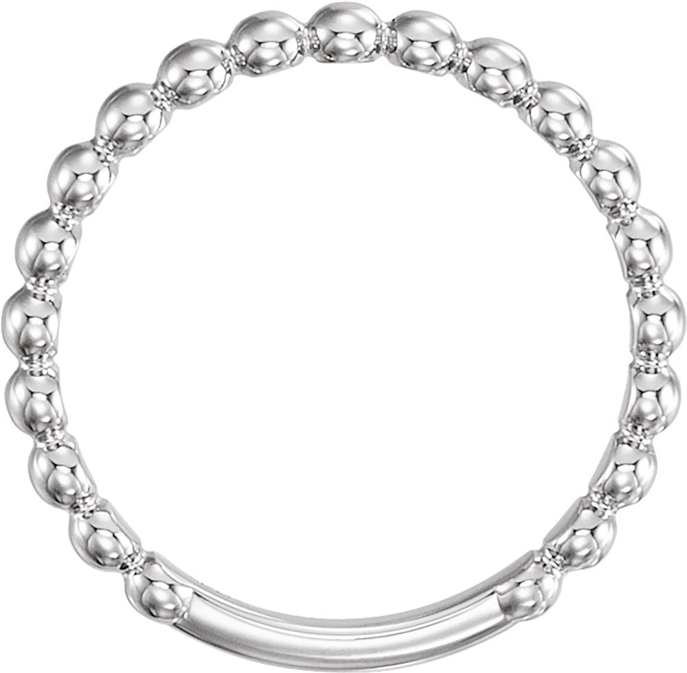 14K White Gold 2.5 mm Stackable Beaded Ring