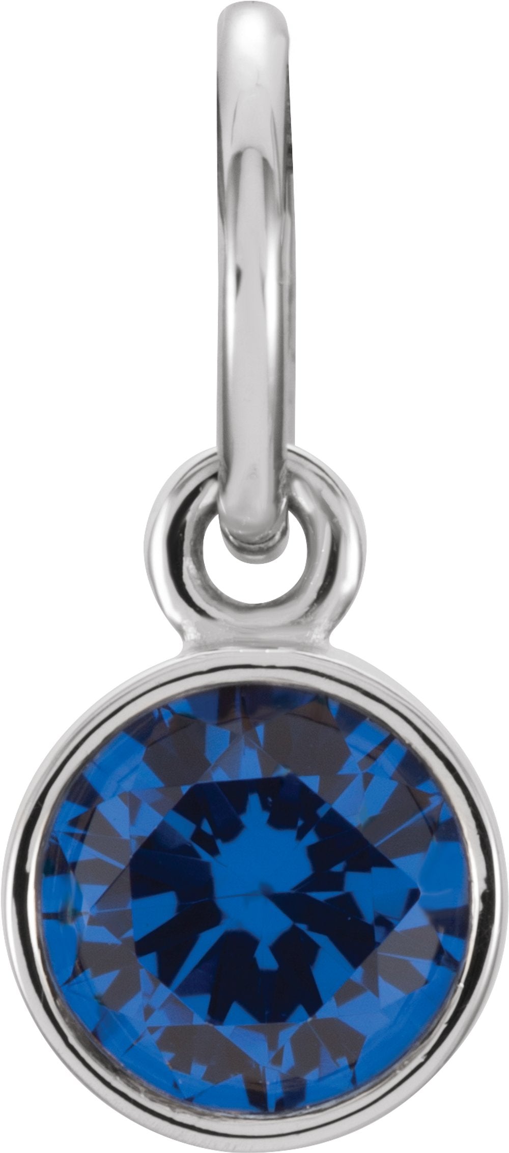 14K White Gold Posh Mommy® Imitation Blue Sapphire Charm/Pendant