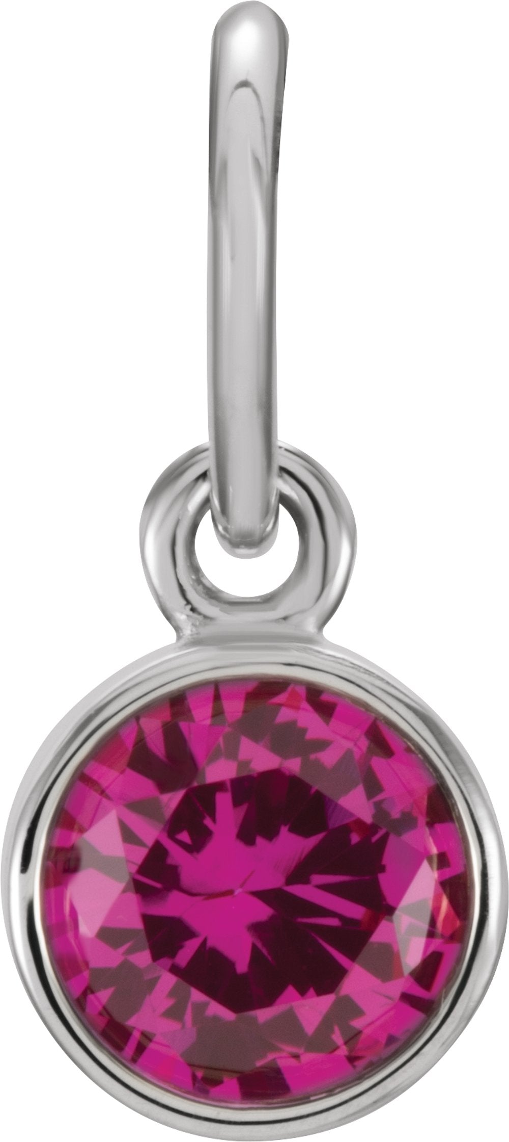 14K White Posh Mommy® Imitation Ruby Charm/Pendant
