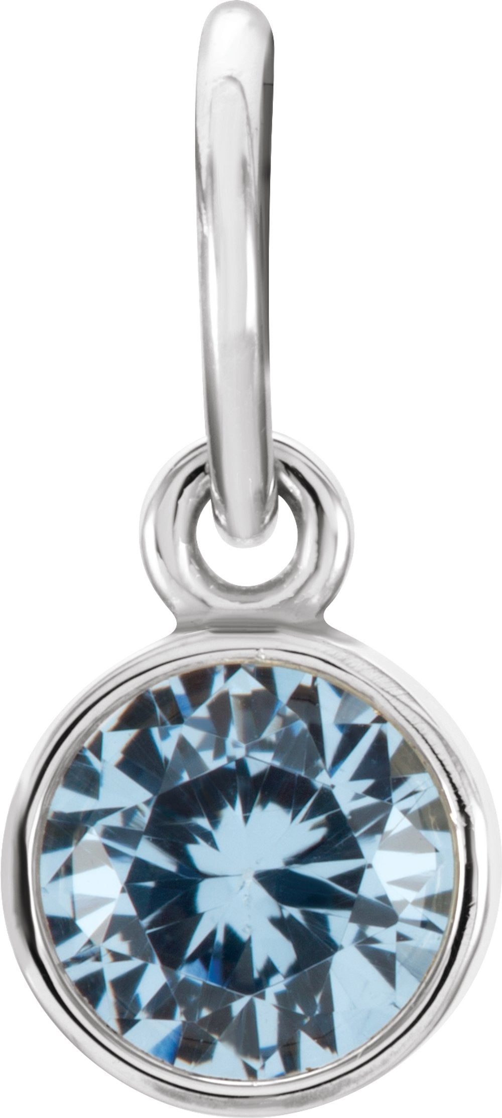 14K White Posh Mommy® Imitation Aquamarine Charm/Pendant