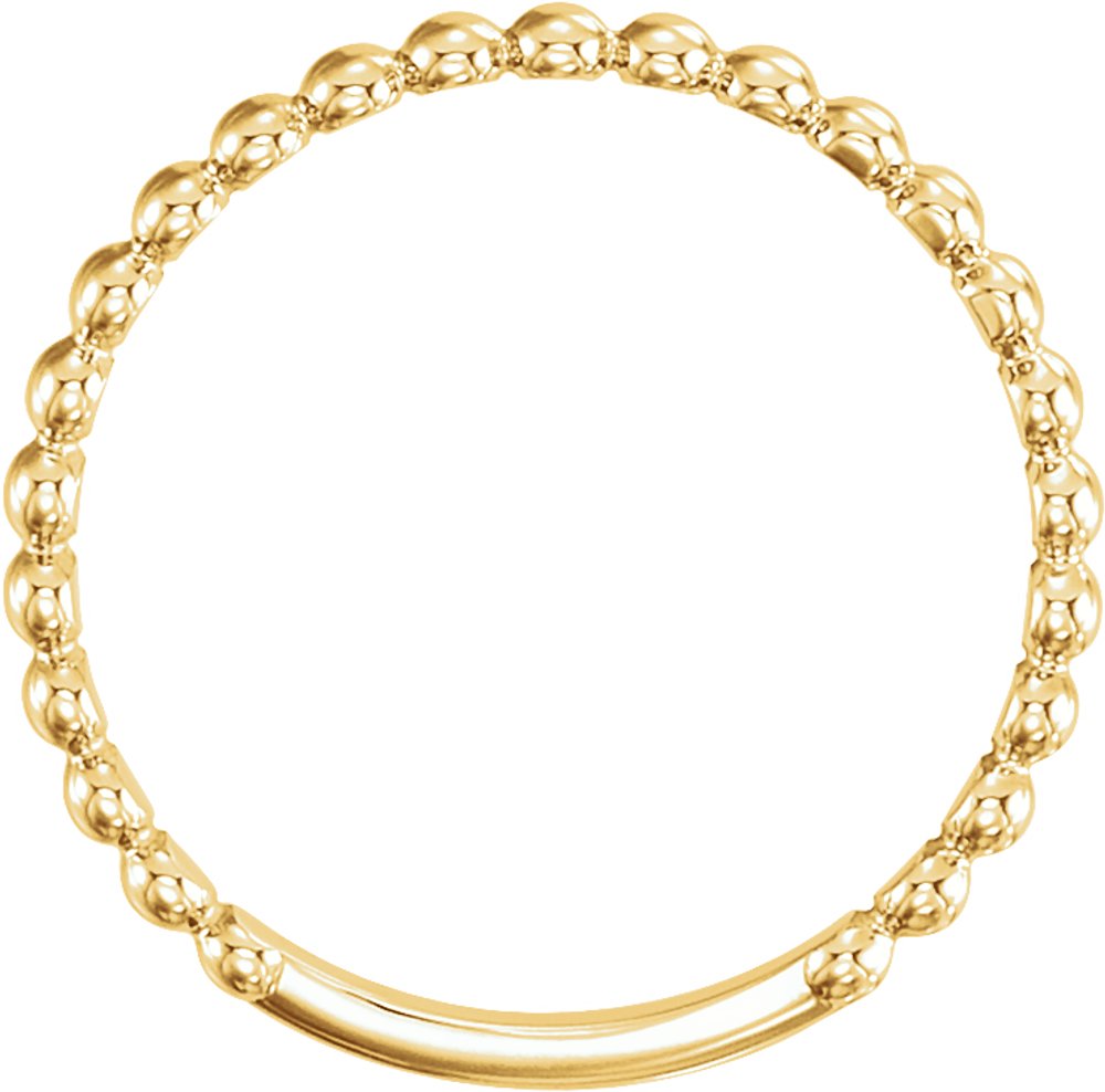 14K Yellow Gold 2 mm Stackable Beaded Ring